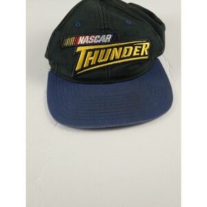 Nascar Thunder Ball Cap Snapback Hat Checkered Flag Black‎ Blue